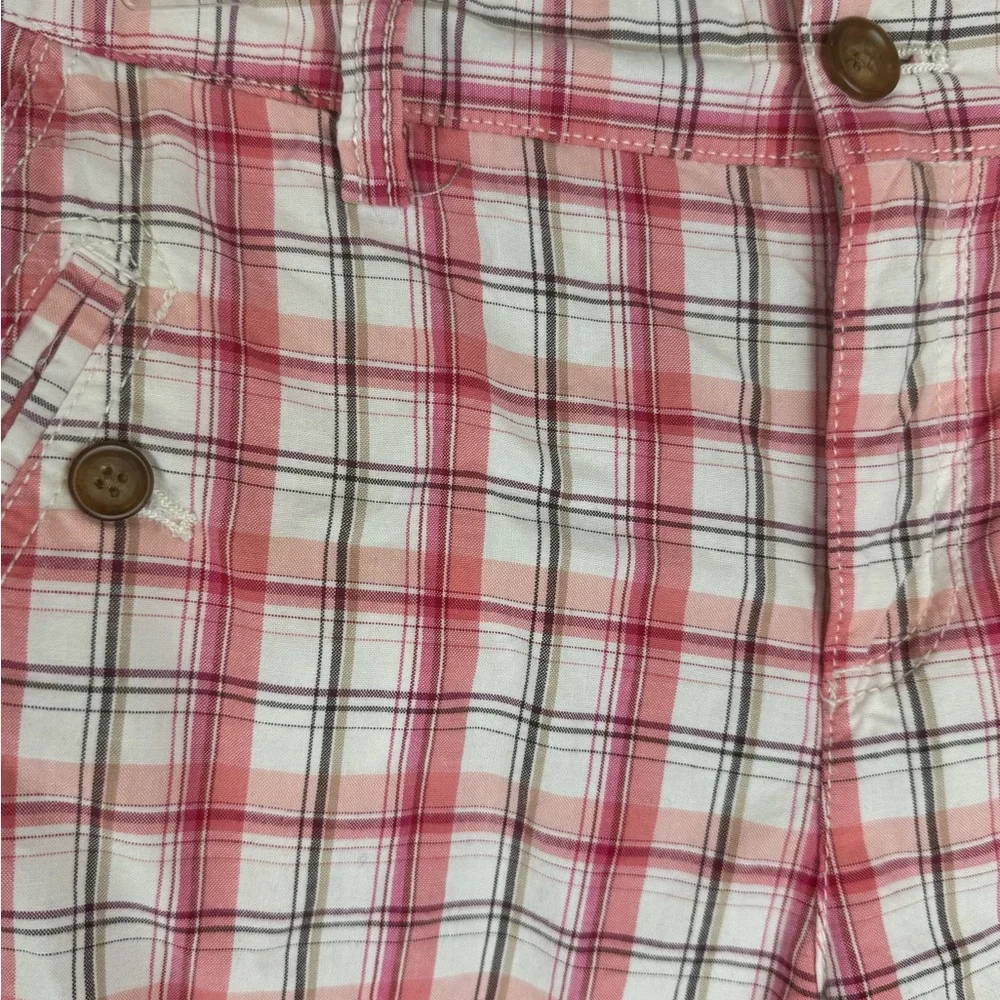 Bass Plaid Bermuda Shorts Pink Cotton Mid Rise Women's 8 - Picture 3 of 4